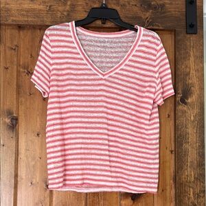 Striped V-Neck Linen Women's Top
